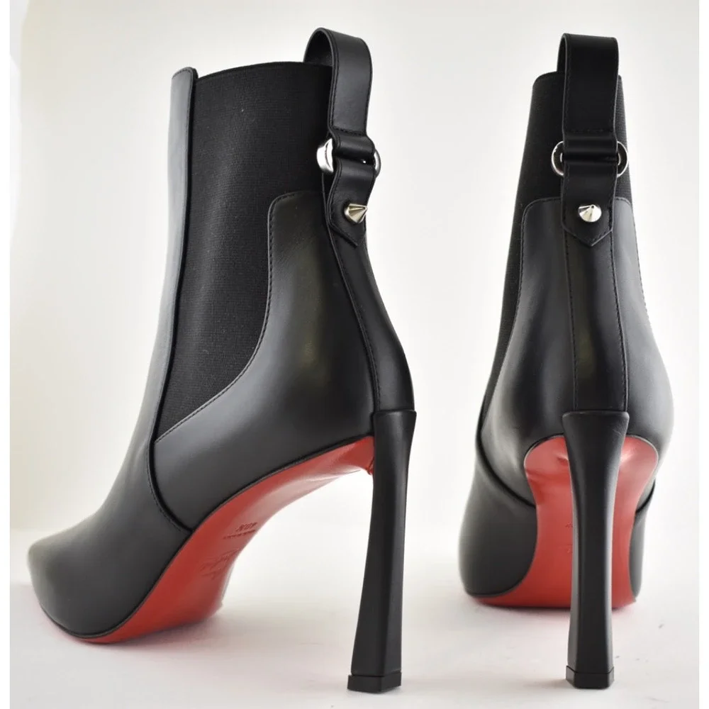 Christian Louboutin Condodo 85 Black Calf Leather Short Ankle Heel Boot 40.5